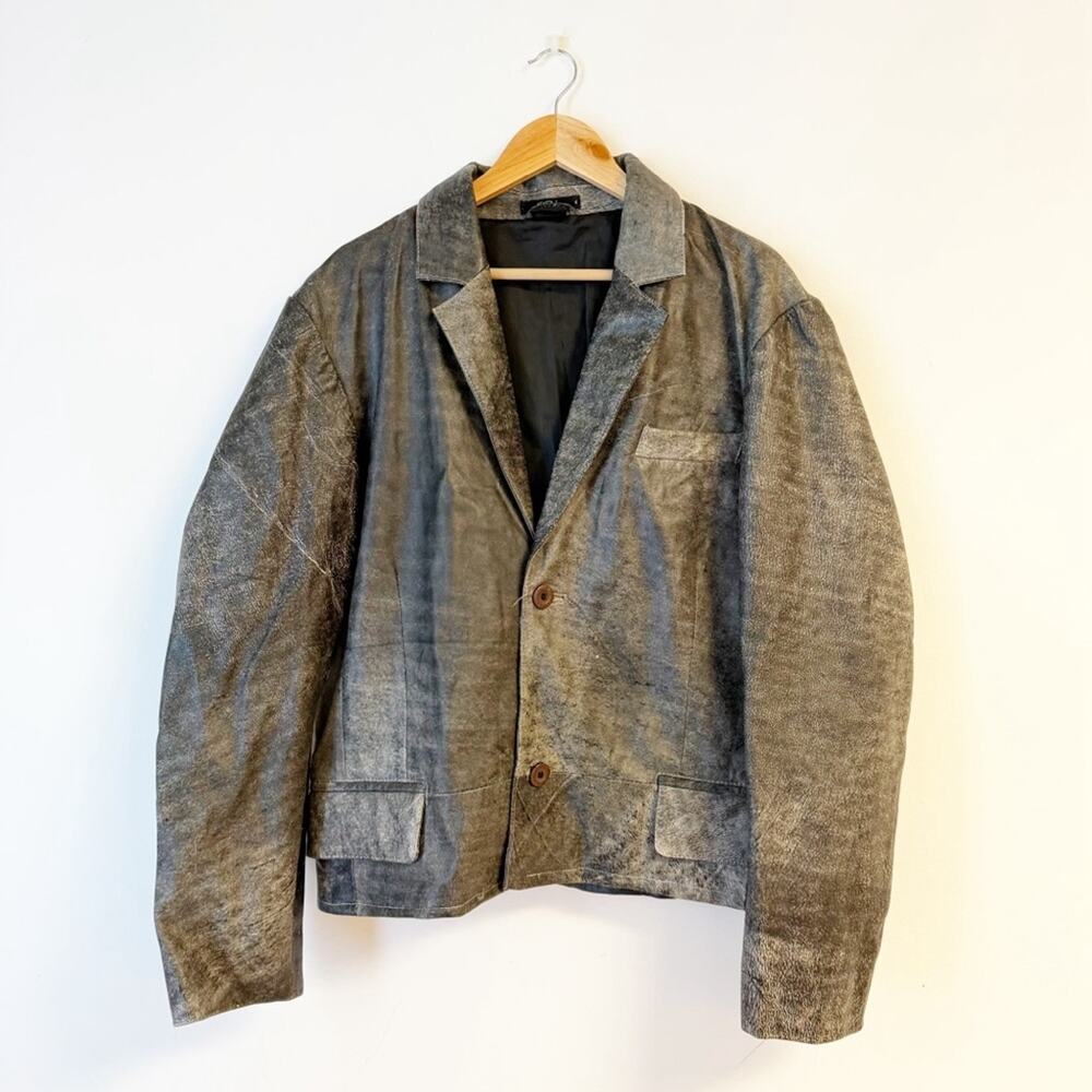 4 YOU SCANDINAVIA Gray Faux Leather Blazer Jacket Size XL